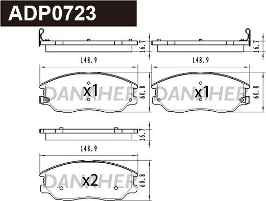 Danaher ADP0723 - Kit pastiglie freno, Freno a disco autozon.pro