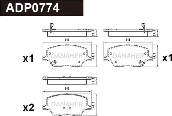 Danaher ADP0774 - Kit pastiglie freno, Freno a disco autozon.pro