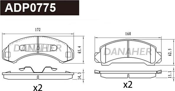 Danaher ADP0775 - Kit pastiglie freno, Freno a disco autozon.pro