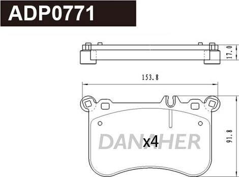 Danaher ADP0771 - Kit pastiglie freno, Freno a disco autozon.pro