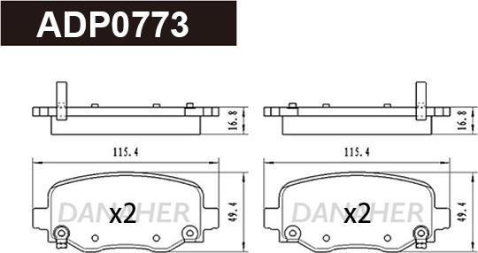 Danaher ADP0773 - Kit pastiglie freno, Freno a disco autozon.pro