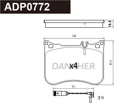 Danaher ADP0772 - Kit pastiglie freno, Freno a disco autozon.pro