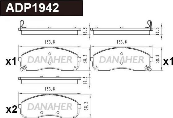 Danaher ADP1942 - Kit pastiglie freno, Freno a disco autozon.pro