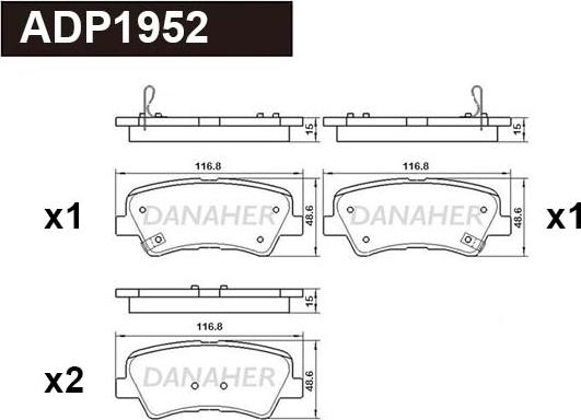 Danaher ADP1952 - Kit pastiglie freno, Freno a disco autozon.pro