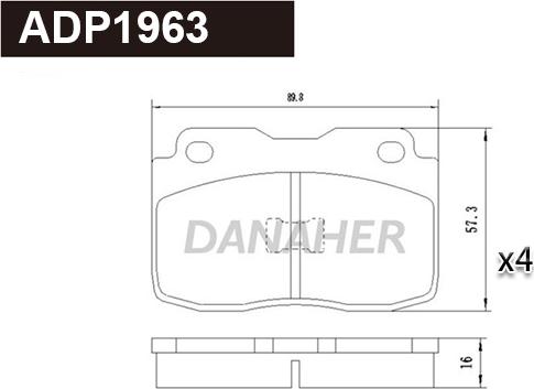 Danaher ADP1963 - Kit pastiglie freno, Freno a disco autozon.pro