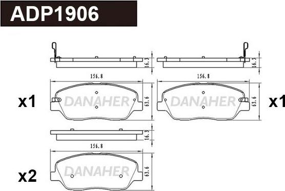 Danaher ADP1906 - Kit pastiglie freno, Freno a disco autozon.pro