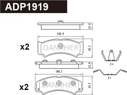 Danaher ADP1919 - Kit pastiglie freno, Freno a disco autozon.pro