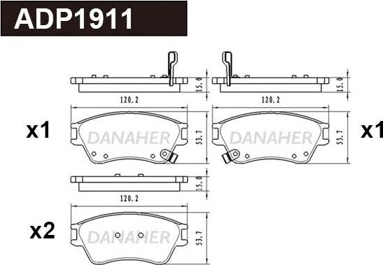 Danaher ADP1911 - Kit pastiglie freno, Freno a disco autozon.pro