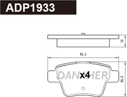 Danaher ADP1933 - Kit pastiglie freno, Freno a disco autozon.pro