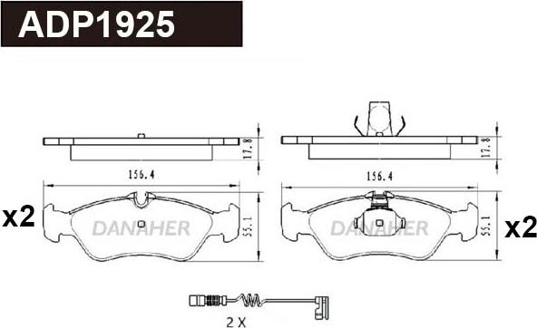 Danaher ADP1925 - Kit pastiglie freno, Freno a disco autozon.pro