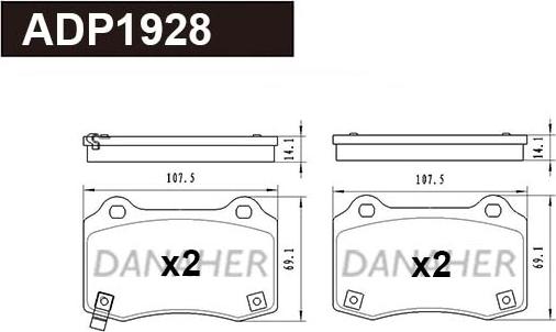 Danaher ADP1928 - Kit pastiglie freno, Freno a disco autozon.pro