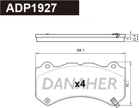 Danaher ADP1927 - Kit pastiglie freno, Freno a disco autozon.pro