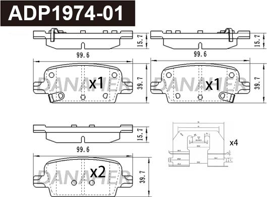 Danaher ADP1974-01 - Kit pastiglie freno, Freno a disco autozon.pro