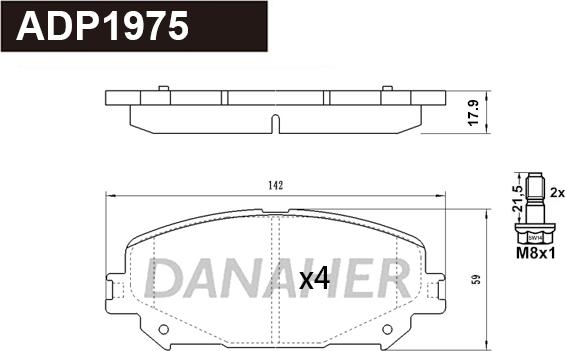 Danaher ADP1975 - Kit pastiglie freno, Freno a disco autozon.pro