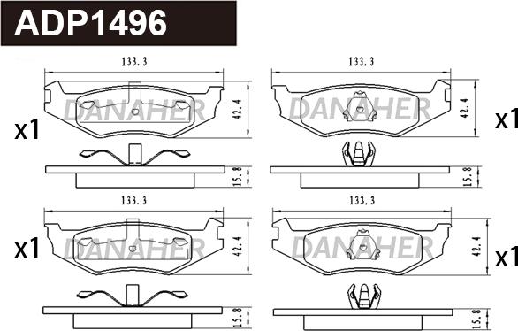 Danaher ADP1496 - Kit pastiglie freno, Freno a disco autozon.pro