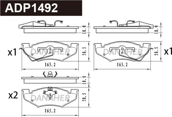 Danaher ADP1492 - Kit pastiglie freno, Freno a disco autozon.pro