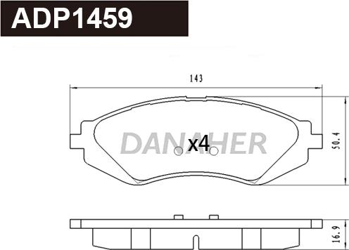 Danaher ADP1459 - Kit pastiglie freno, Freno a disco autozon.pro