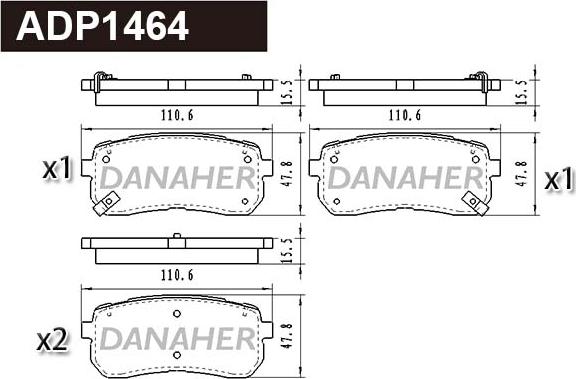 Danaher ADP1464 - Kit pastiglie freno, Freno a disco autozon.pro