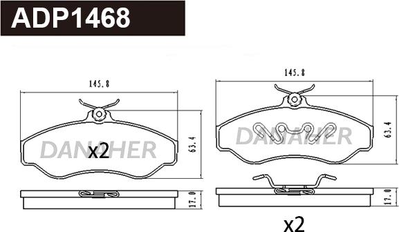 Danaher ADP1468 - Kit pastiglie freno, Freno a disco autozon.pro