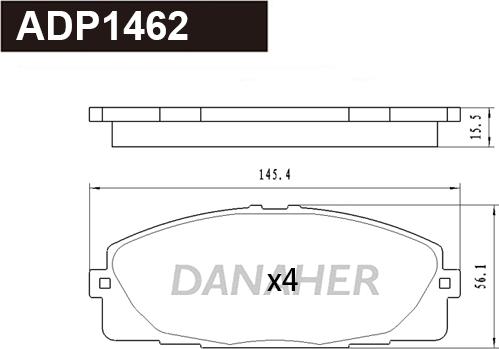 Danaher ADP1462 - Kit pastiglie freno, Freno a disco autozon.pro