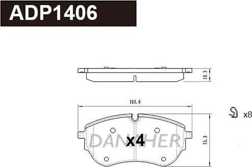 Danaher ADP1406 - Kit pastiglie freno, Freno a disco autozon.pro