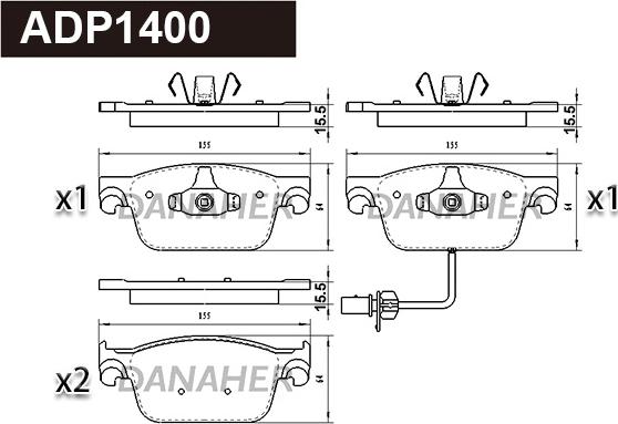 Danaher ADP1400 - Kit pastiglie freno, Freno a disco autozon.pro