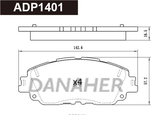 Danaher ADP1401 - Kit pastiglie freno, Freno a disco autozon.pro