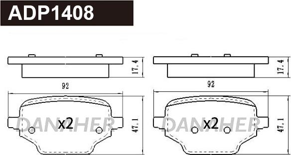 Danaher ADP1408 - Kit pastiglie freno, Freno a disco autozon.pro