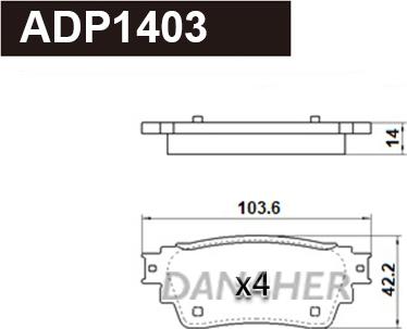 Danaher ADP1403 - Kit pastiglie freno, Freno a disco autozon.pro