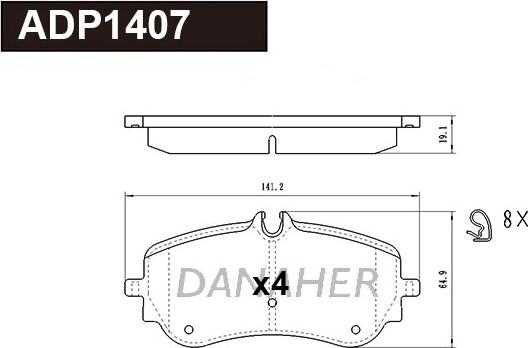 Danaher ADP1407 - Kit pastiglie freno, Freno a disco autozon.pro