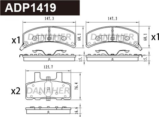 Danaher ADP1419 - Kit pastiglie freno, Freno a disco autozon.pro