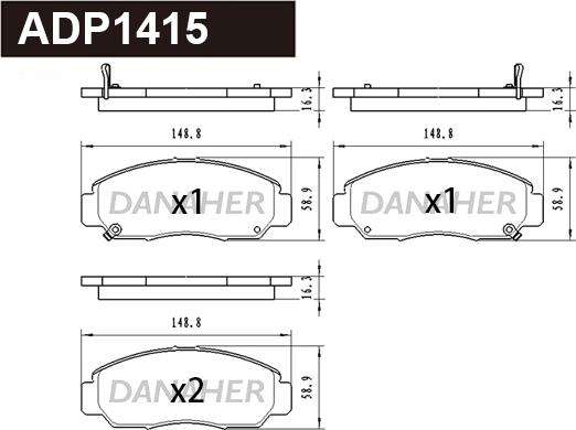 Danaher ADP1415 - Kit pastiglie freno, Freno a disco autozon.pro