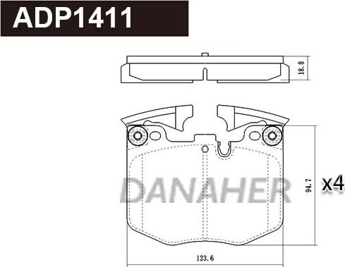 Danaher ADP1411 - Kit pastiglie freno, Freno a disco autozon.pro