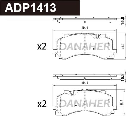 Danaher ADP1413 - Kit pastiglie freno, Freno a disco autozon.pro