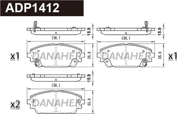 Danaher ADP1412 - Kit pastiglie freno, Freno a disco autozon.pro