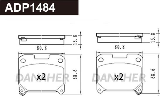 Danaher ADP1484 - Kit pastiglie freno, Freno a disco autozon.pro