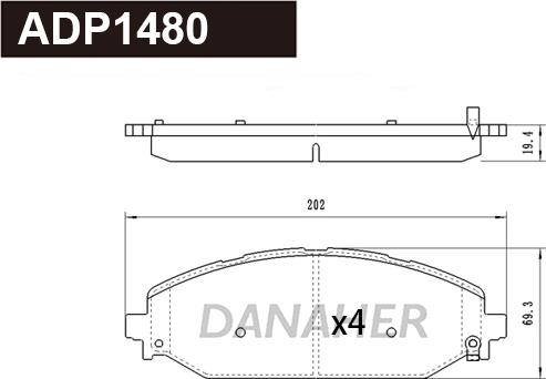 Danaher ADP1480 - Kit pastiglie freno, Freno a disco autozon.pro