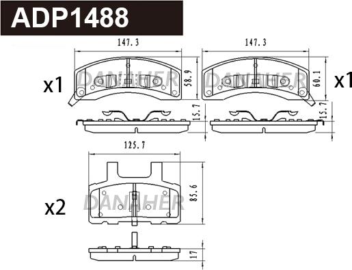 Danaher ADP1488 - Kit pastiglie freno, Freno a disco autozon.pro