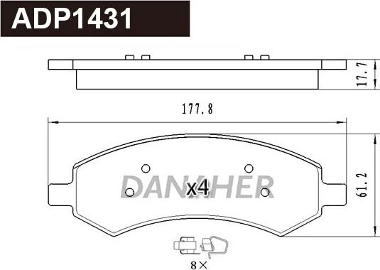 Danaher ADP1431 - Kit pastiglie freno, Freno a disco autozon.pro