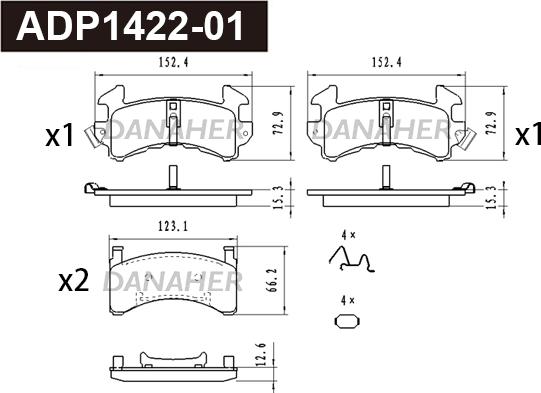 Danaher ADP1422-01 - Kit pastiglie freno, Freno a disco autozon.pro