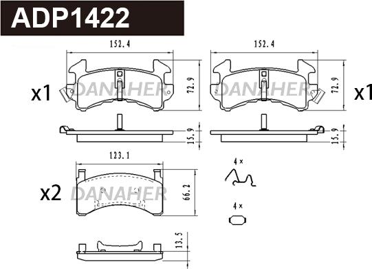 Danaher ADP1422 - Kit pastiglie freno, Freno a disco autozon.pro