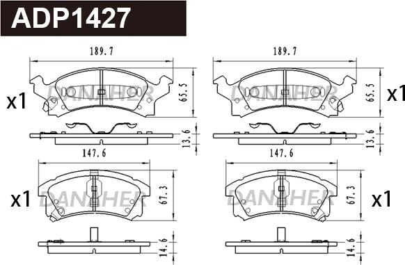 Danaher ADP1427 - Kit pastiglie freno, Freno a disco autozon.pro