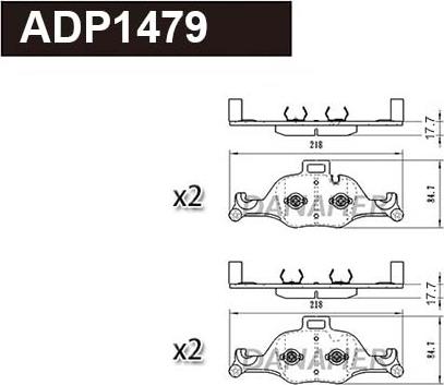 Danaher ADP1479 - Kit pastiglie freno, Freno a disco autozon.pro