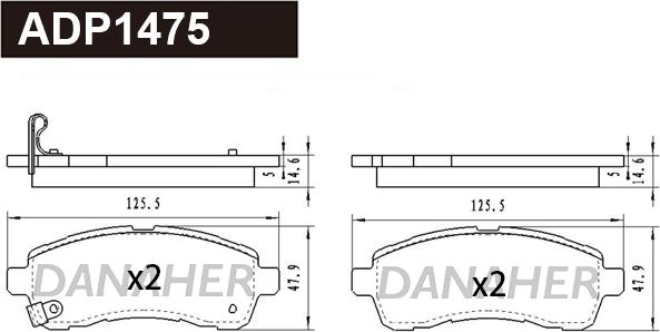 Danaher ADP1475 - Kit pastiglie freno, Freno a disco autozon.pro