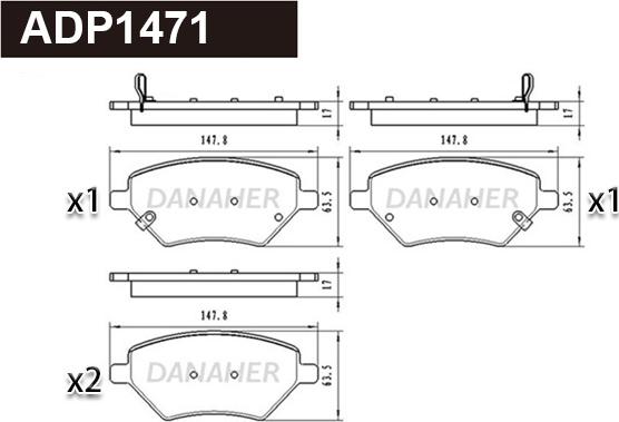 Danaher ADP1471 - Kit pastiglie freno, Freno a disco autozon.pro