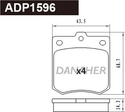 Danaher ADP1596 - Kit pastiglie freno, Freno a disco autozon.pro