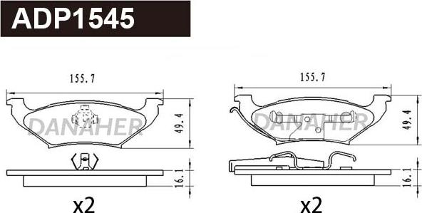 Danaher ADP1545 - Kit pastiglie freno, Freno a disco autozon.pro