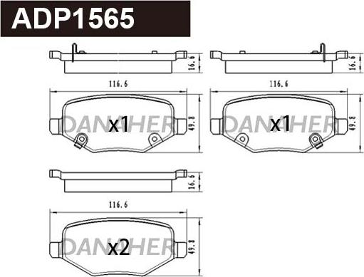 Danaher ADP1565 - Kit pastiglie freno, Freno a disco autozon.pro