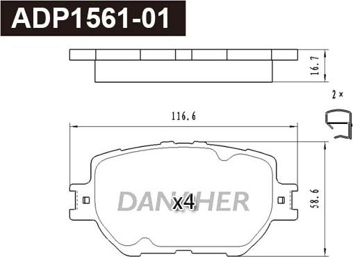 Danaher ADP1561-01 - Kit pastiglie freno, Freno a disco autozon.pro