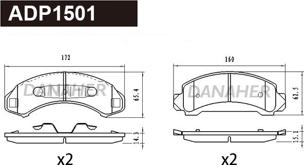 Danaher ADP1501 - Kit pastiglie freno, Freno a disco autozon.pro